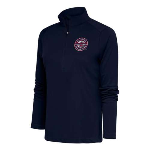 Antigua Women's Connecticut Huskies Connecticut Men's Back 2 Back National Champs 2024 Tribute Pullover Long Sleeve 1/2 Zip