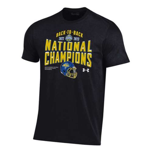 Under Armour South Dakota State Jackrabbits 2023 National Champions Helmet Back 2 Back T Shirt