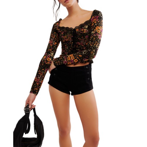 Women's Free People Layer It On Me Long Sleeve Square Neck Shirt