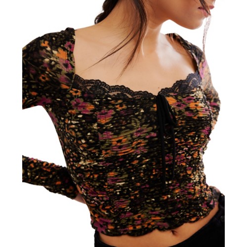 Women's Free People Layer It On Me Long Sleeve Square Neck Shirt