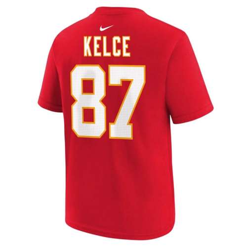 Nike Kids' Kansas City Chiefs Travis Kelce #87 Super Bowl LVIII Patch Name & Number T-Shirt