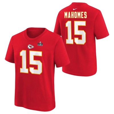Nike Kids' Kansas City Chiefs Patrick Mahomes #15 Super Bowl LVIII Patch Name & Number T-Shirt