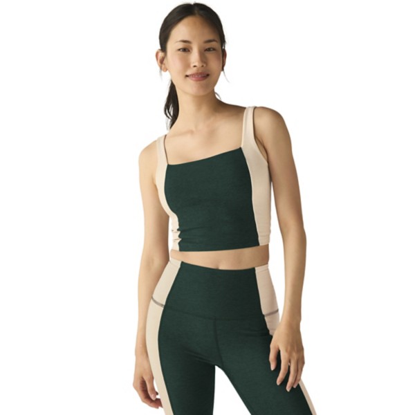 Women's Beyond Yoga Vitality Colorblock Crop Sports Bra Large Dark Spruce Green Egg