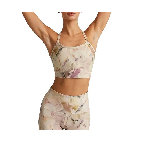 Women's Beyond Yoga SoftMark Slim Racerback High Cropped Sports Bra Large Earthen Swirl