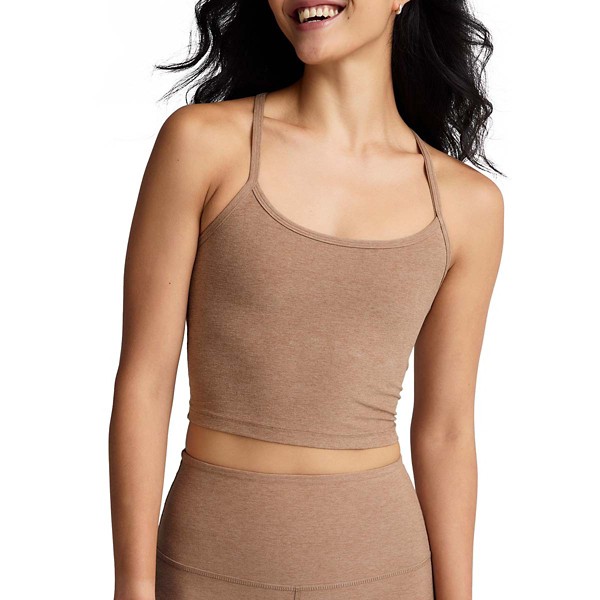 Women's Beyond Yoga Spacedye Crop Sports Bra XSmall Desert Sand Heather