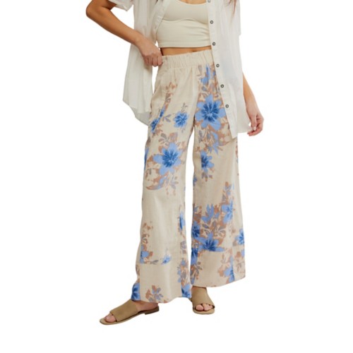Women's Free People Day's End Linen Printed Pull-On Pants