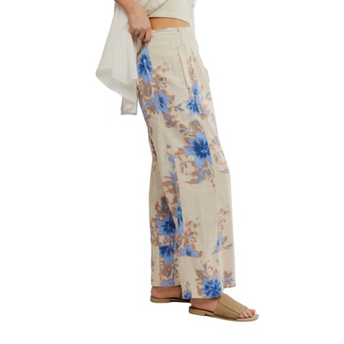 Women's Free People Day's End Linen Printed Pull-On Pants