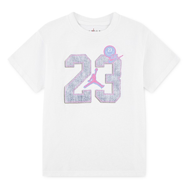 Girls' Jordan Blue Jeans and Bling T-Shirt Small White