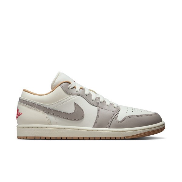 Men's Air Jordan 1 Low Sneakers 11 Regular Sail/Fire Red/College Grey/Hemp