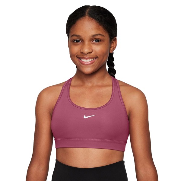 Girls' Nike Swoosh Sports Bra Medium Sweet Beet/White