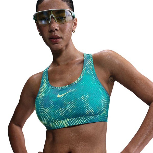 Women's Nike Swoosh Medium Support Spot Sports Bra XSmall Dusty Cactus/Smokey Blue/Barely Volt