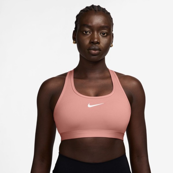 Women's Nike Swoosh Medium Support Sports Bra Small Rust Pink/White
