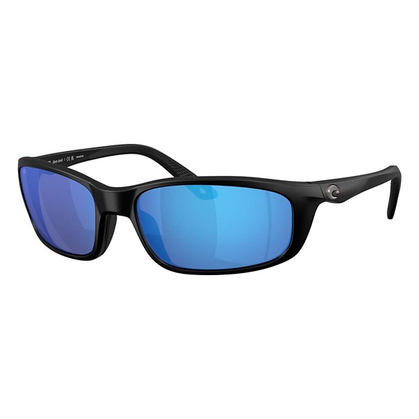 Men's Costa Del Mar Brine II Polarized Sunglasses Matte Black/Blue Mirror 580 Glass