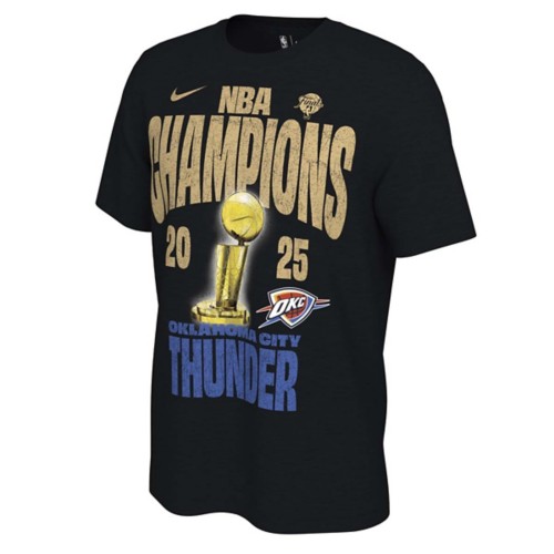 Nike Oklahoma City Thunder 2025 Champions All Over Print Confetti Limited Edition Locker Room T-Shirt