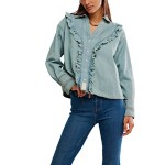 Women's Free People We The Free Tattered And Ruffled Denim Long Sleeve Shirt - Thumbnail 1 of 4