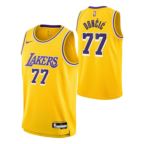 Kids' Los Angeles Lakers Luka Doncic #77 Nike Icon Edition Jersey XLarge Amarillo
