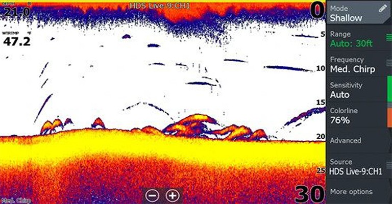 Fish Finder featuring 2D sonar