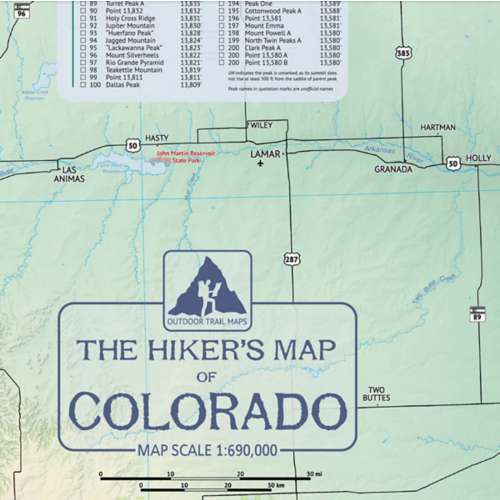 Outdoor Trail Maps The Hikers Map of Colorado - Wall Poster Map