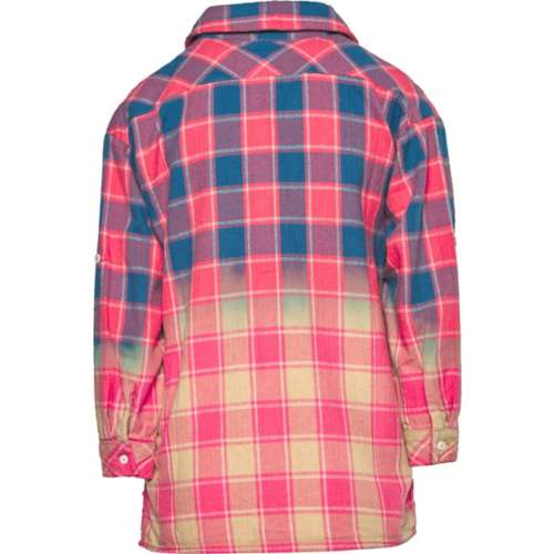 Girls' Love Daisy Dip Dye Flannel Long Sleeve Button Up Shirt