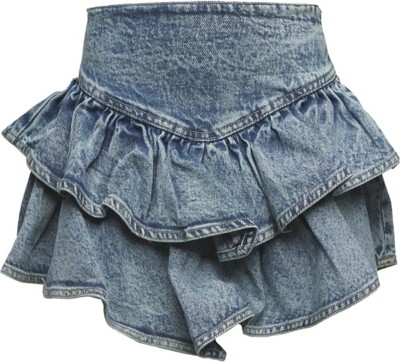 Girls' Love Daisy Double Ruffle Denim Skirt