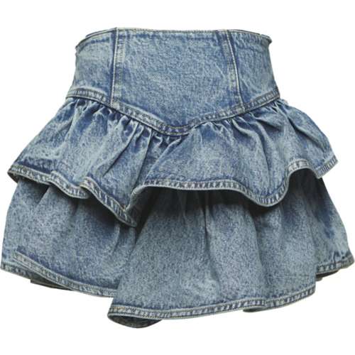 Girls' Love Daisy Double Ruffle Denim Skirt
