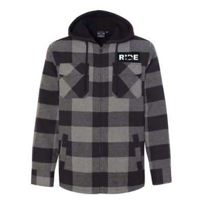 Adult Ride Classic Unisex Woven Patch Flannel Jacket Full Zip Hoodie