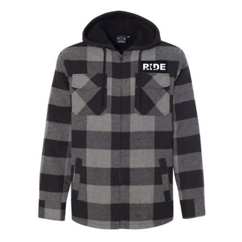 Adult Ride Classic Unisex Woven Patch Flannel jacket typu Full Zip Hoodie
