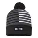 Adult Ride Brand Night Out Patch Roll Up Pom Knit Half Color Beanie
