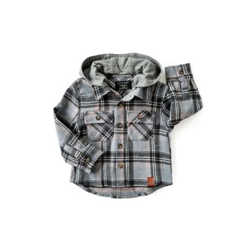 Toddler Little Bipsy Flannel Long Sleeve Hooded Button Up Shirt