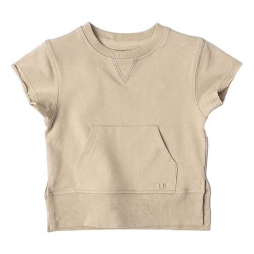 Baby Little Bipsy Raw Edge Harem Short Sleeve Crewneck Liner sweatshirt