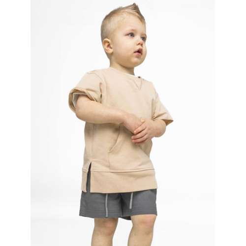 Toddler Little Bipsy Raw Edge Harem Short Sleeve Crewneck Sweatshirt