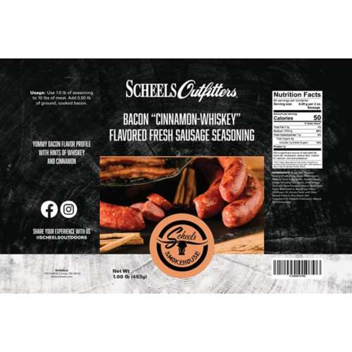 Scheels Outfitters Smokehouse Bacon "Cinnamon-Whiskey" Flavored Fresh Sausage Seasoning