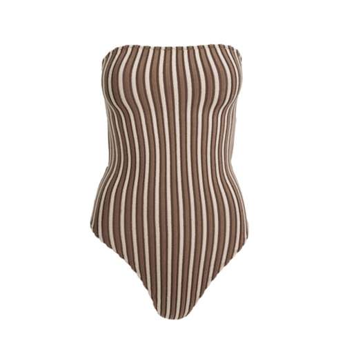 Women's Rhythm Terry Sands Stripe Strapless One Piece Swimsuit