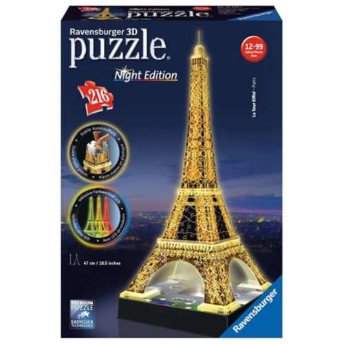 Ravensburger 2019 3D Eiffel Tower at Night 216 Piece Puzzle