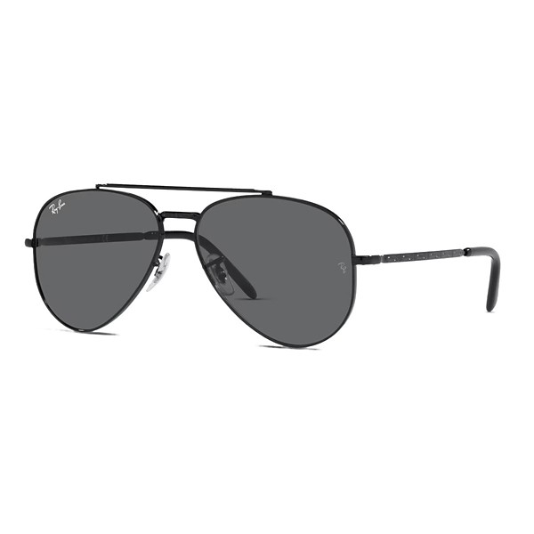 Men's Ray-Ban New Aviator Sunglasses Polished Black/Dark Grey