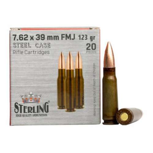 Sterling FMJ Steel Cased Rifle Ammunition 20 Round Box