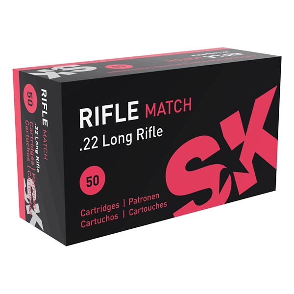SK Rifle Match .Rimfire Competition 22 Long Rifle Rimfire Ammunition 50 Round Box - SK