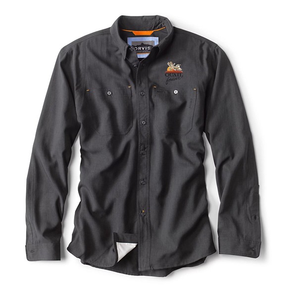 ORVIS Men's  Quail Forever Tech Chambray Work Long Sleeve Button Up Shirt