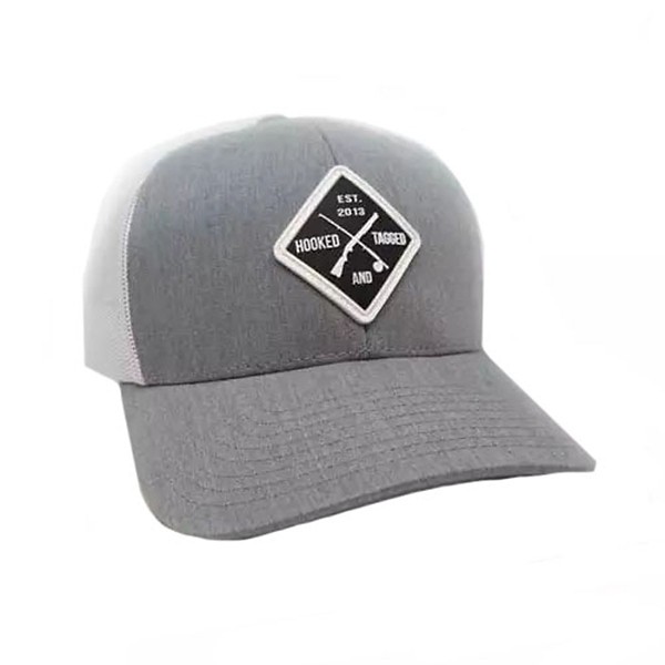 HOOKED AND TAGGED Men's  Shotgun & Fly Rod Patch Snapback Hat Grey