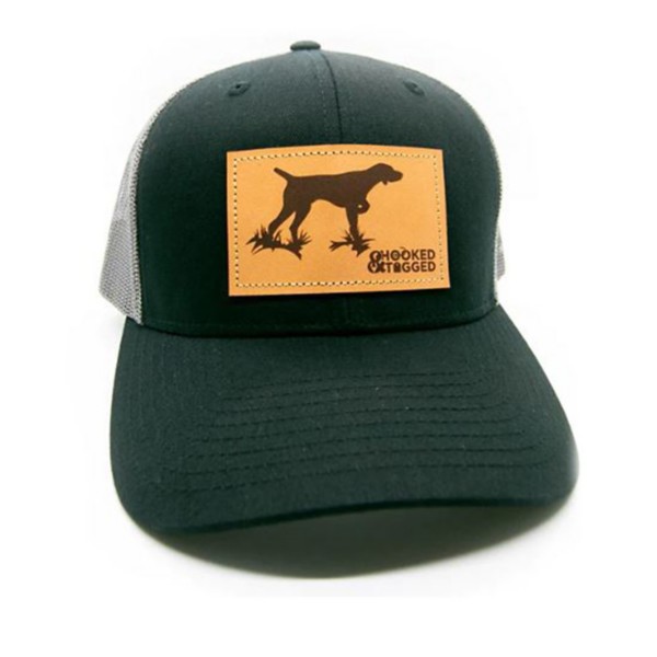 HOOKED AND TAGGED Men's  Pointer Dog Patch Hunting Adjustable Hat Black/Grey