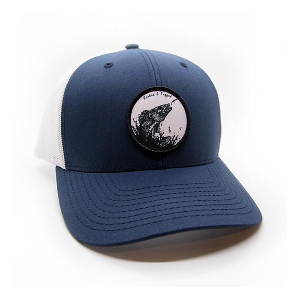 HOOKED AND TAGGED Catchin' Gold Patch Snapback Hat Navy