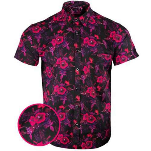 Men's Retro Rifle Hibiscus Button Down Shirt