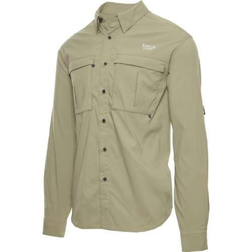 Men's Scheels Outfitters Insect Shield Tan Fishing Long Sleeve Button Up  Shirt