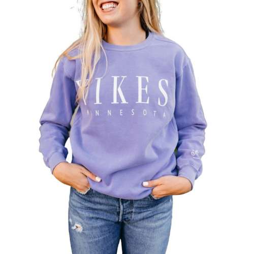 Minnesota Vikings Women Raglan Crew Neck Sweatshirt Pullover Long