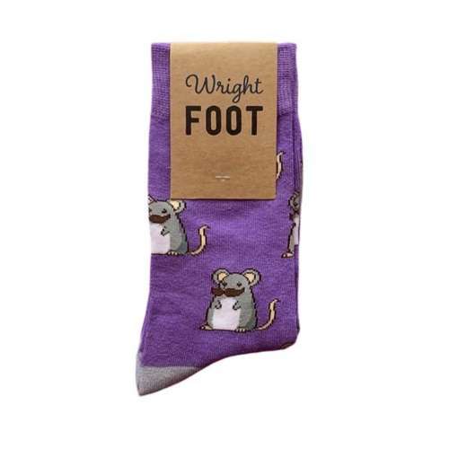Adult Wright Foot Mouse-Tache Crew Socks