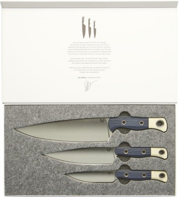 Benchmade Knife Company 3 Piece Blue / White Knife Set Kitchen Knife
