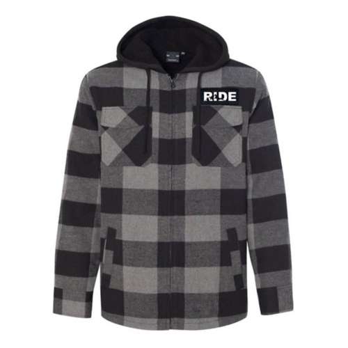 Adult Ride Classic Unisex Woven Patch Flannel Jacket Full Zip Hoodie