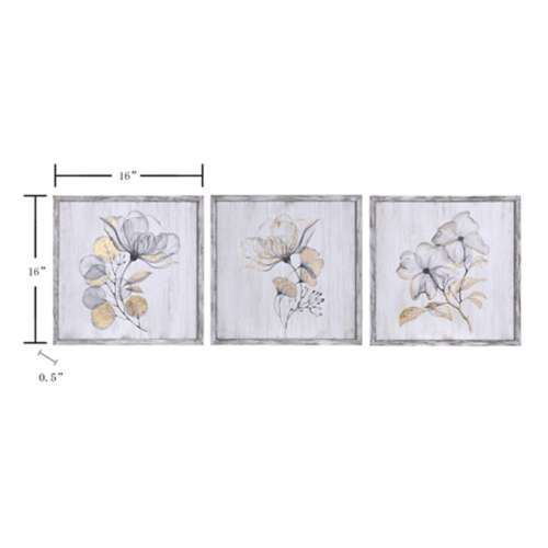 StyleCraft Home Collection Flower Trio Framed Prints