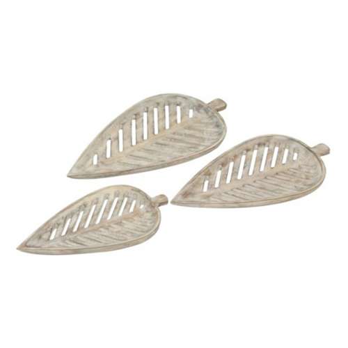 Crestview Collection Washed Wood Leaf Tray