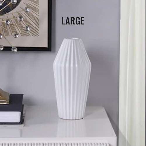 StyleCraft Home Collection Satin Finish White Ceramic Vase